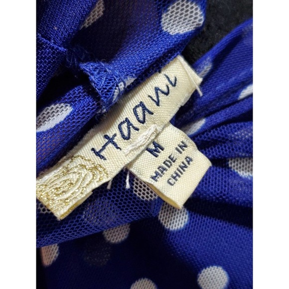 Haani Women's Blue Polka Dot Print Long Sleeve Open Front Cardigan Size Medium - Picture 7 of 8